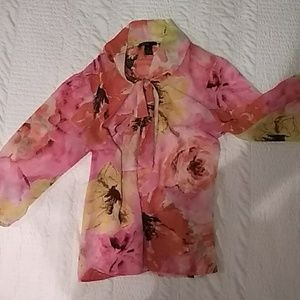 Flowered Sheer Blouse